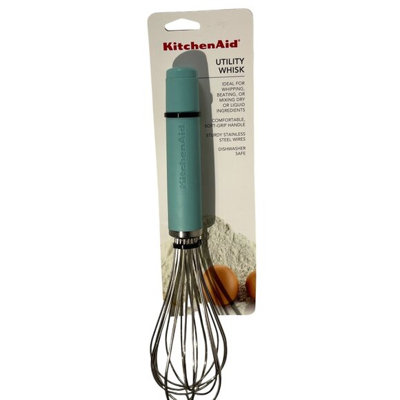 KitchenAid Utility Whisk Aqua Soft Grip Handle Stainless Steel Wires NEW - Picture 1 of 3